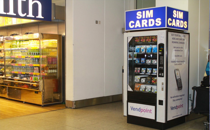 Máquina de venda de SIM Cards no Aeroporto de Heathrow